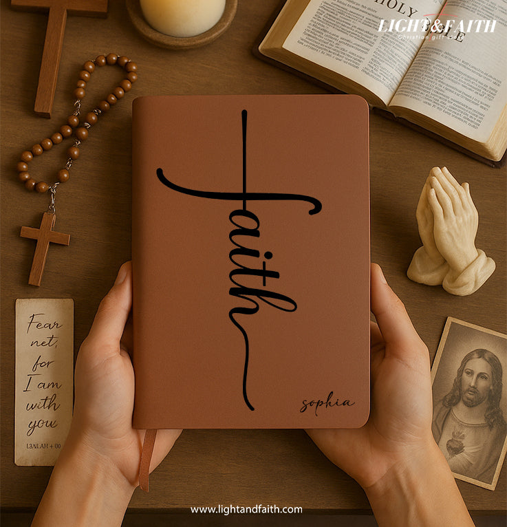 Personalized Christian Journal with Faith, Custom Name Prayer & Faith Notebook, Religious Gift, First Communion Gifts, Birthday. NBLAF10